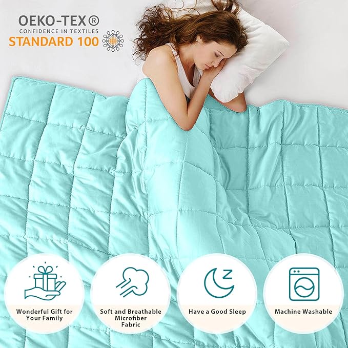 L'AGRATY Weighted Blanket - 48"x72" 20lbs Cooling Breathable Heavy Blanket Microfiber Material with Glass Beads Big Blanket for Adult All-Season Summer Fall Winter Soft Thick Comfort Blanket-StrideForce Fitness