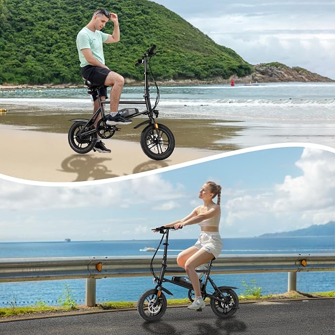 Winado Electric Bike for Adults, 14" Folding Electric Bicycle 450W Motor with Dual Disc Brakes, Max Range 25Miles(Pedal-Assist) & Speed 15.5MPH, Foldable Commuter City Ebike for Adults/Teens-StrideForce Fitness