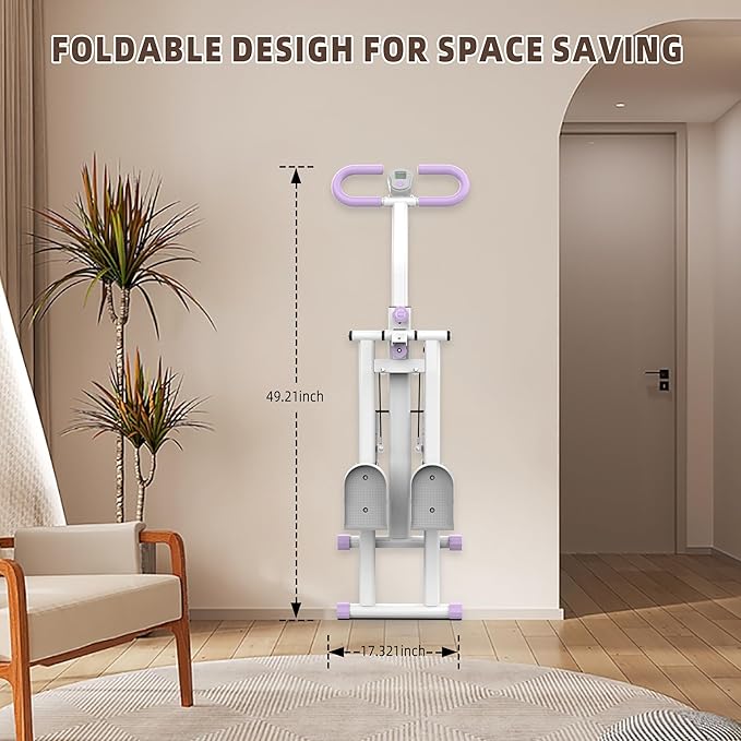 Stair Stepper for Home, Folding Vertical Climber Workout Machine for Full-Body Exercise Stair Stepper with Stable Frame Adjustable Handlebar & Pedals-StrideForce Fitness