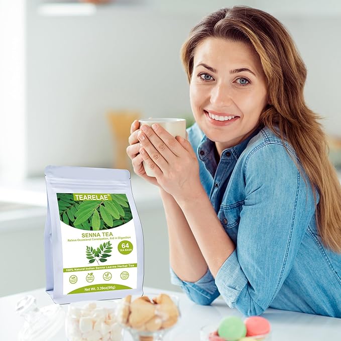 TEARELAE - Senna Tea - 1.5g x 64 Count Senna Leaves Tea Bags - Premium Indian Senna Leaves - Relieve Constipation, Aid in Digestion - Caffeine-Free, Non-GMO-StrideForce Fitness