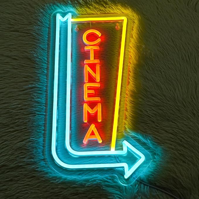 Cinema Neon Sign Arrow Neon Light for Wall Decor Movie Theater Led Neon Signs Movie Led Neon Lights for Home Theater Film Room Commercial Theater Store Decoration-StrideForce Fitness