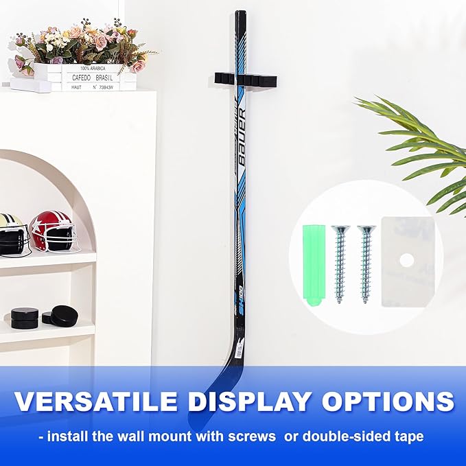 Yousoontic Hockey Stick Holder Wall Mount, 1-6 Stick Capacity, Ice and Field Hockey Organizer (Decor & Storage 2-in-1) for Home Garage Room Office Sports Decoration-StrideForce Fitness