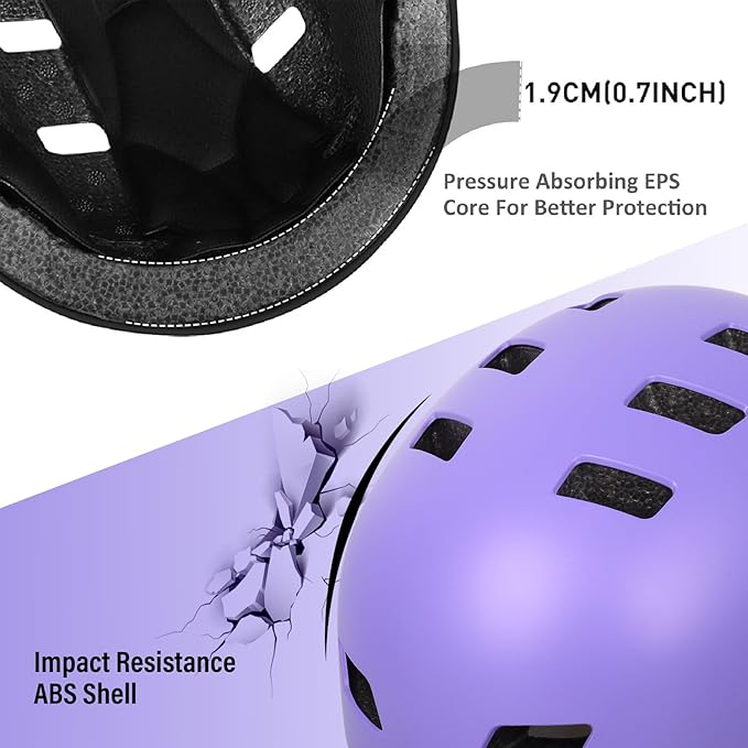 Bike Helmet 3 Sizes for Teenager Kids Youth Adults,Bavilk Skateboard Helmet Adjustable Multi-Sport Bicycle Cycling Scooter Roller Skate Inline Skating Rollerblading for Girls Boys Women Men Teen-StrideForce Fitness