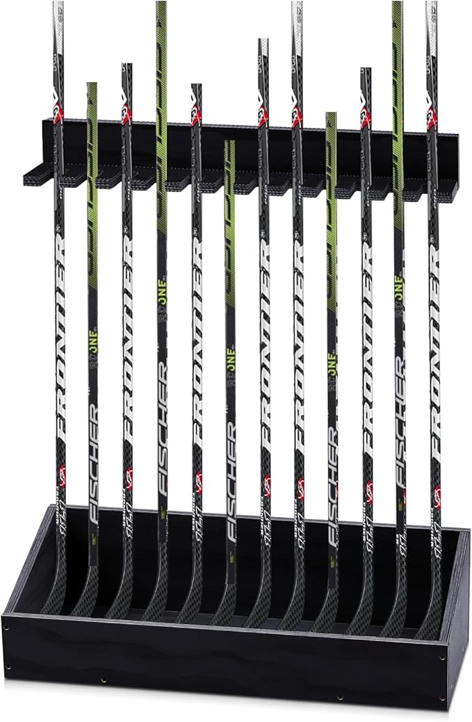 Leinuosen Hockey Stick Holder Wall Mounted and Vertical 2 in 1 Wooden Ice Hockey Rack Organizer Storage and Display Large Capacity Organizer Holds up to Sticks for Player Gifts-StrideForce Fitness