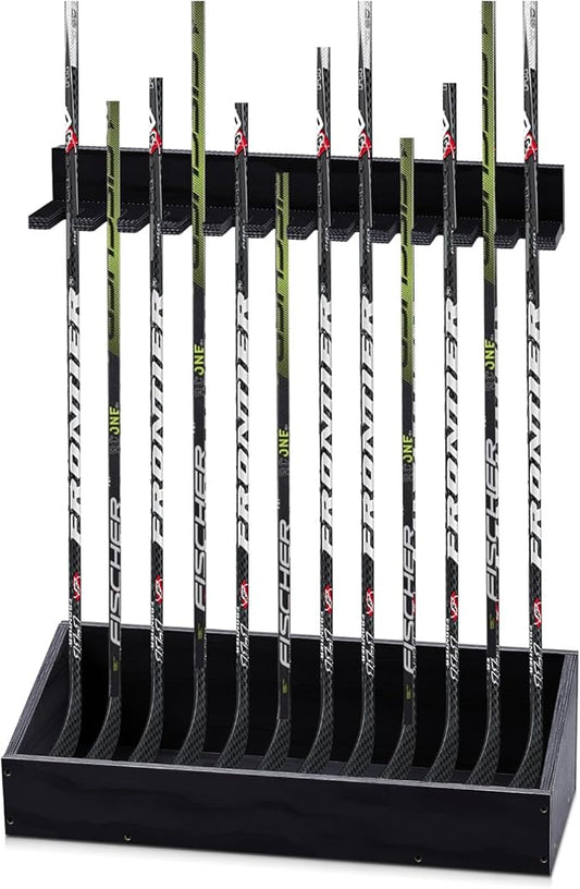 Leinuosen Hockey Stick Holder Wall Mounted and Vertical 2 in 1 Wooden Ice Hockey Rack Organizer Storage and Display Large Capacity Organizer Holds up to Sticks for Player Gifts-StrideForce Fitness