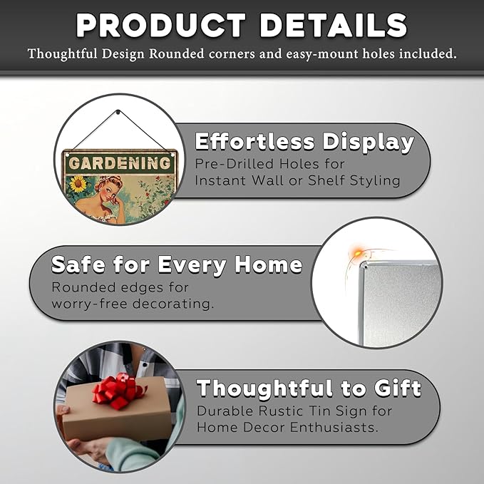 Gardening Because Murder Is Wrong Vintage Metal Tin Sign Rustic Wall Decor Outdoor Garden Art Yard Plaque Retro Home Decor Gift for Women Gardener Lovers 12 * 8inch-StrideForce Fitness