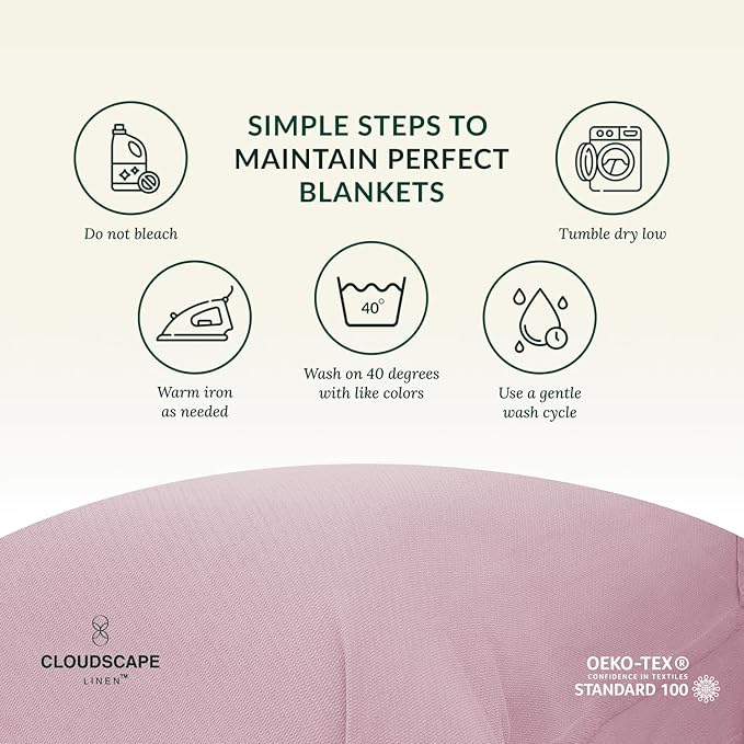 Cloud Scape Linen Herringbone Cotton Twin Blanket for Couch, Bed,Sofa, Home Decor, Soft, Lightweight, All-Season Bed Blanket, 68 x92, Seashell Pink-StrideForce Fitness