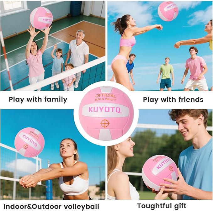 KUYOTQ Official Size 5 in&Outdoor Beach Volleyball,3MM Thickened Surface Soft Leather Youth Womens Mens Volleyball for Game Gym Training(Deflated)-StrideForce Fitness