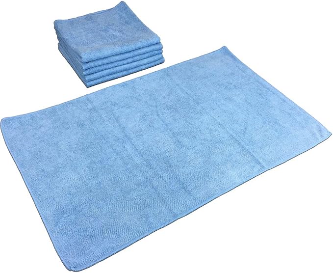 Arkwright Microfiber Gym Towel - Pack of 12 - Super Soft, Quick Dry Workout Sweat Towels, 300 GSM Lightweight & Absorbent for Sports, Working Out, Yoga, and Spa, 16 x 27 in, Blue-StrideForce Fitness