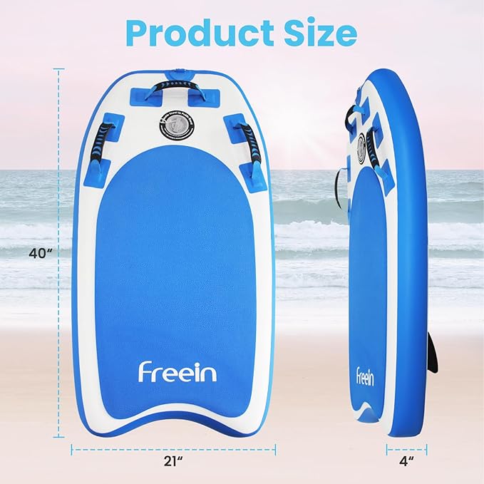 Freein Body Board Inflatable, Surfboards BodyBoards for Beach River, Foldable Design for Easy Storage and Transport Anywhere-StrideForce Fitness