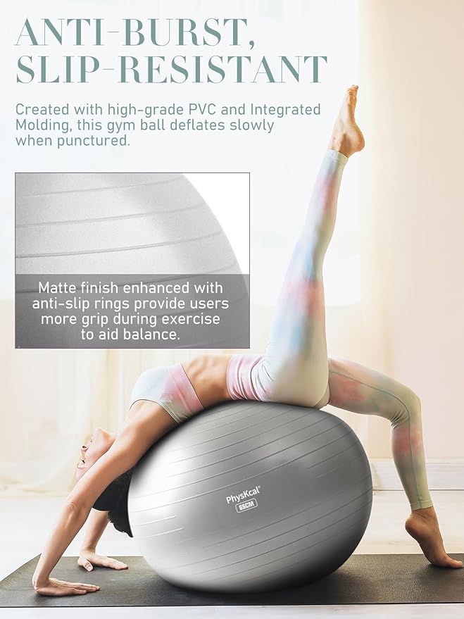 Yoga Ball for Exercise, Pilates Set, 4 Sizes Fitness Ball for Workout, Birthing, Pregnancy, Physical Therapy- Pump Included-StrideForce Fitness