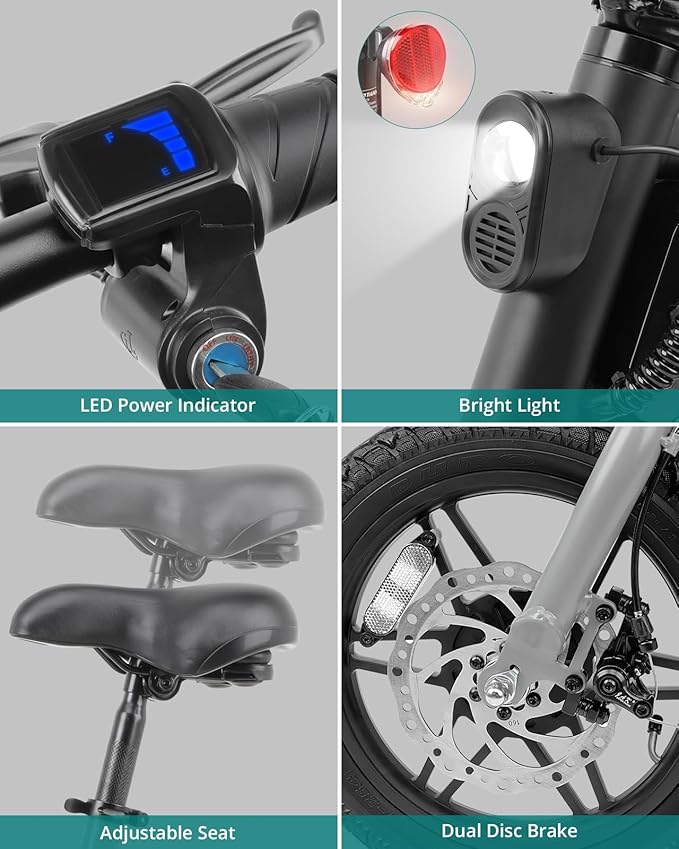 Gotrax Nano 14" Electric Bike, Max Range 25Miles(Pedal-Assist)&Max Speed 15.5Mph, 350W Folding E-Bike with Removable Battery, Adjustable Seat & Dual Mudguards, Commuter Electric Bicycle for Ages 13+-StrideForce Fitness