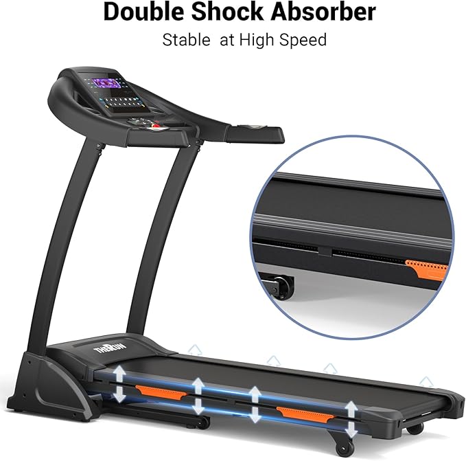 THERUN Incline Treadmill for Running and Walking, 300 lbs Weight Capacity Folding Treadmill with 0-15% Auto Incline, Wide Belt, 3.5HP, App, Heart Rate-StrideForce Fitness