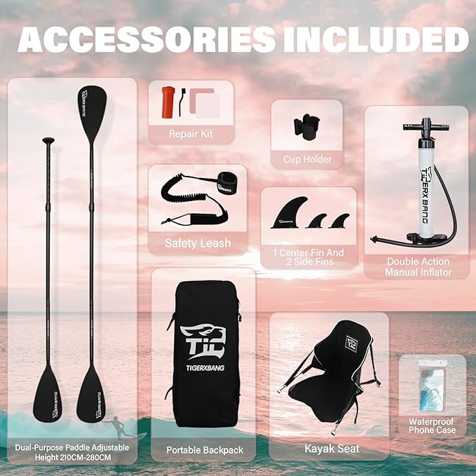 11'6"/11'/10' Inflatable Paddle Board with Complete Accessories, Versatile Premium Paddle Boards for Adults/Youth, Stand Up Paddle Board Polar/Wave/Sunny Wave Collection-StrideForce Fitness