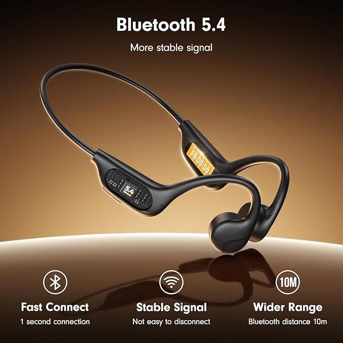 Bone Conduction Headphones,Open Ear Headphones Bluetooth 5.4 with Mic,10H Playtime,Bone Conduction Earbuds IPX5 Waterproof,Sports Headphonefor Running,Gym,Hiking,Cycling-StrideForce Fitness
