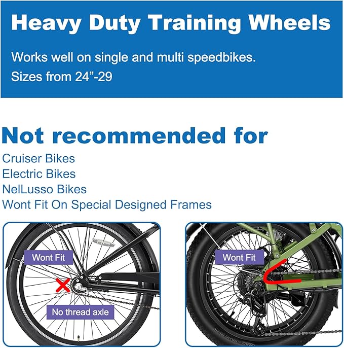 Training Wheels, Thicken Bike Training Wheels for Adult Under 200lb with Heavy Duty Stainless Steel for 24 26 28 inch bike-StrideForce Fitness