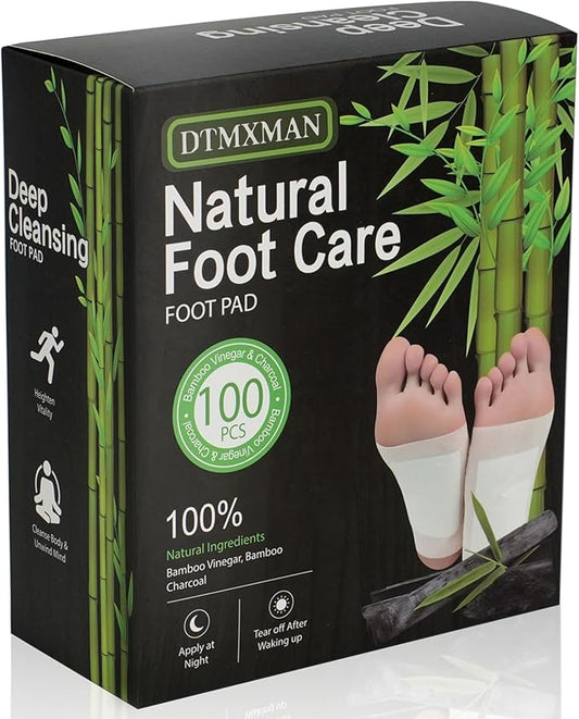 100 Packs Bamboo Foot Pads, Natural Cleansing, Promoting Sleeping, Suitable for Daily Relaxation Foot Paches, Included 100 Adhesive Sheets and 100 Foot Pads-StrideForce Fitness