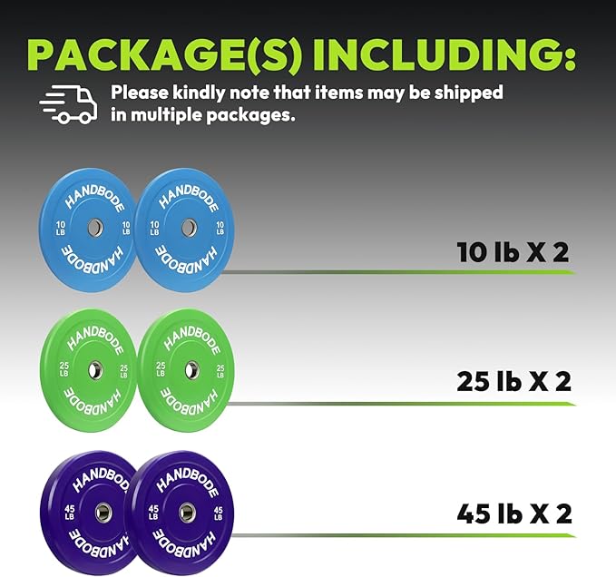 Colored Bumper Weight Plates Olympic Weight Plate Set 2-Inch, 10/15/20/25/35/45/55 lb Barbell Weight Plates Set for Home Gym, Rubber Strength Training Weights Plates for Weight Lifting-StrideForce Fitness