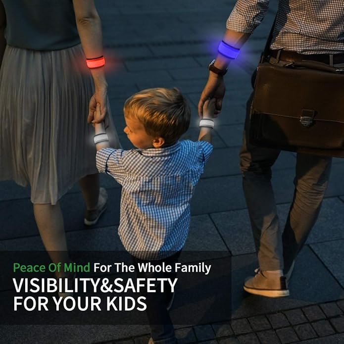 LOBKIN Safety Bracelets, LED Slap Armband Kids Walking at Night Safe LED Light Wrist Light Reflective Belt, Magic Band Running Lights for Runners-StrideForce Fitness