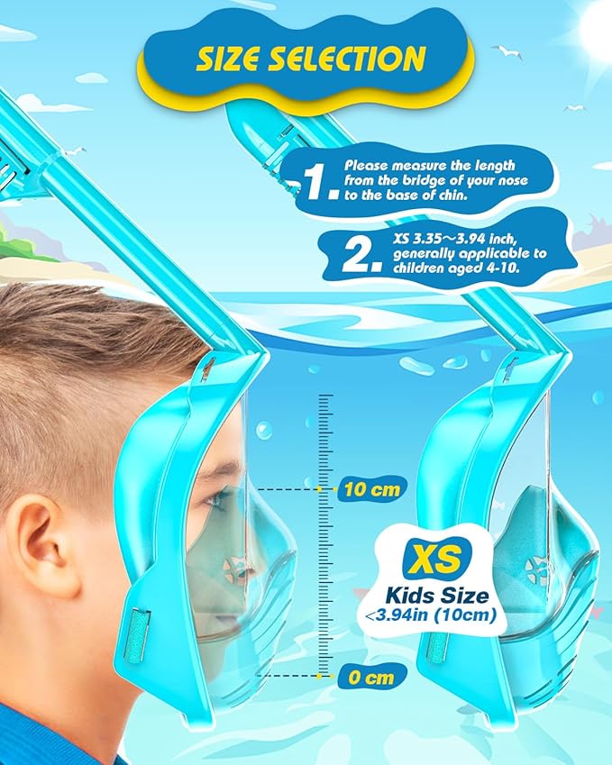 QingSong Kids Snorkel Mask Full Face, Snorkeling Set with Camera Mount, Foldable 180 Degree Panoramic View Snorkeling Gear Anti-Fog Anti-Leak-StrideForce Fitness