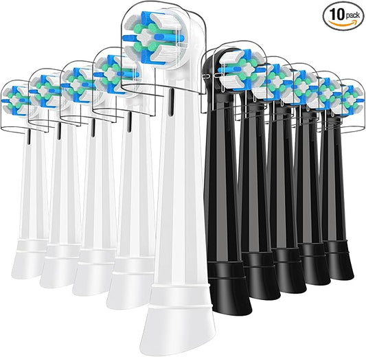 iO Replacement Heads Compatible with Oral B iO 3 4 5 6 7 8 9 10 Series Electric Toothbrush,IO Toothbrush Heads Compatible with Oral B iO,Medium-Hard bristles Care for Your Teeth,10pcs,Black/White