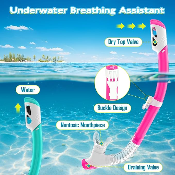 Snorkeling Gear for Kids, Kids Snorkel Set for Ages 3-14, Anti-Fog Diving Mask and Dry Top Snorkel Combo Set, Unisex Swimming Goggles-StrideForce Fitness