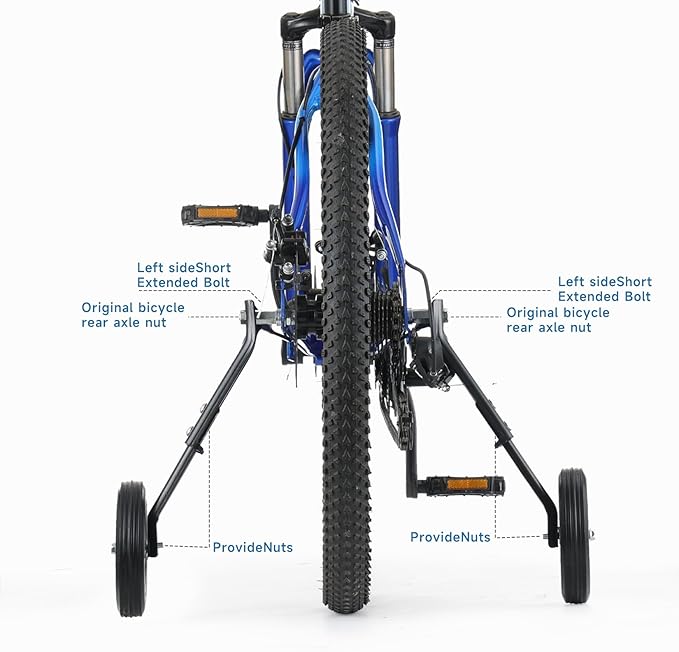 Heavy-Duty Bike Training Wheels for 24-26 Inch Bicycles - 300LB Capacity Adjustable Stabilizers with Thickened High-Carbon Steel & Durable Rubber Wheels-StrideForce Fitness