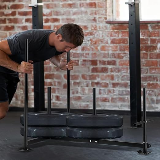 Weighted Training Pull Sled Fit for 1-2 Inch Plates, Sled Workout Equipment, Sport Power Sled for Athletic Exercise and Speed Improvement,300LB-StrideForce Fitness