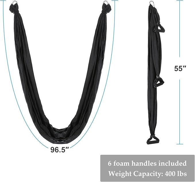 ZELUS Aerial Yoga Swing Sling Strong Yoga Hammock Kit Set Trapeze Inversion Equipment Include 2 Extensions Straps and Ceiling Mounting Kit-StrideForce Fitness