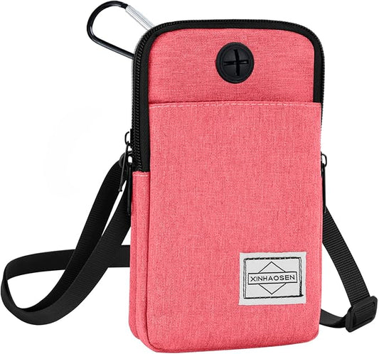Cell Phone Purse Waist Pack Bag Travel Crossbody Bag Wristband Sport Armband Wallet with Removable Shoulder Strap (Pink)-StrideForce Fitness
