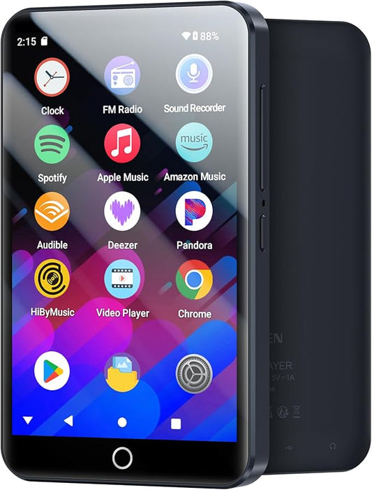 96GB MP3 Player with Bluetooth and WiFi, MECHEN Android 13 OS MP3 & MP4 Players with 4" Touchscreen and Speaker,Music Players with Spotify,Pandora, Audible, Amazon Music, Play Store-StrideForce Fitness