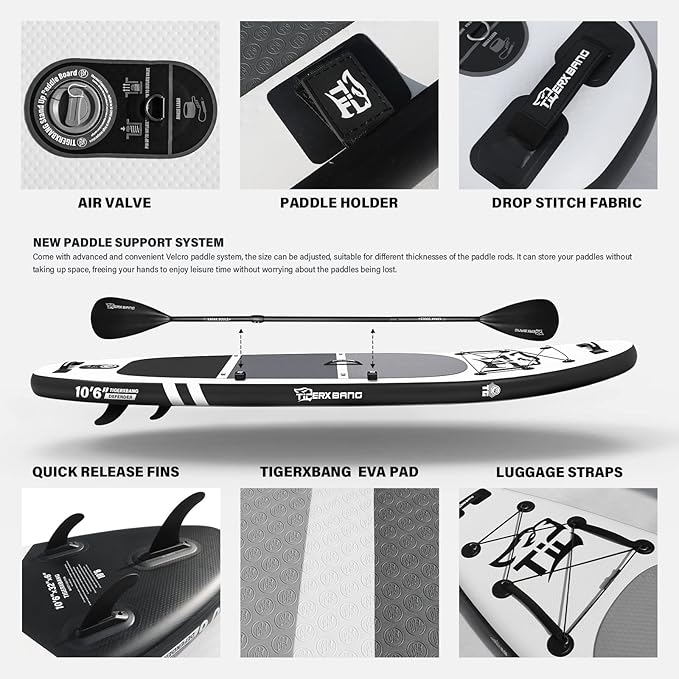 Inflatable Paddle Board with Premium SUP Board Accessories, Allround Paddle Boards for Adults/Kids,Stand Up Paddle Board Defender Collection-StrideForce Fitness