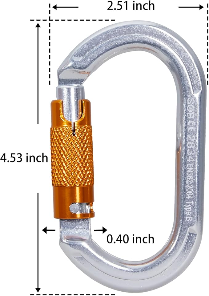 SOB Auto Locking Climbing Carabiner Clips,Heavy Duty Asymmetrical Carabiner Connector Used for Rappelling Gear Rescue Outdoor Projects Dog Leash-StrideForce Fitness