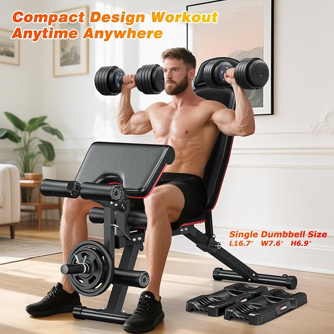 XDDIAS Adjustable Dumbbell Set of 2, 25/55/80LB Dumbbell Set-1Sec Adjustable Weights-5/10 in 1 Free Weights Dumbbells Set with Effortless Tray/No-Slip Handle-Compact Size for Women/Men at Home Gym-StrideForce Fitness