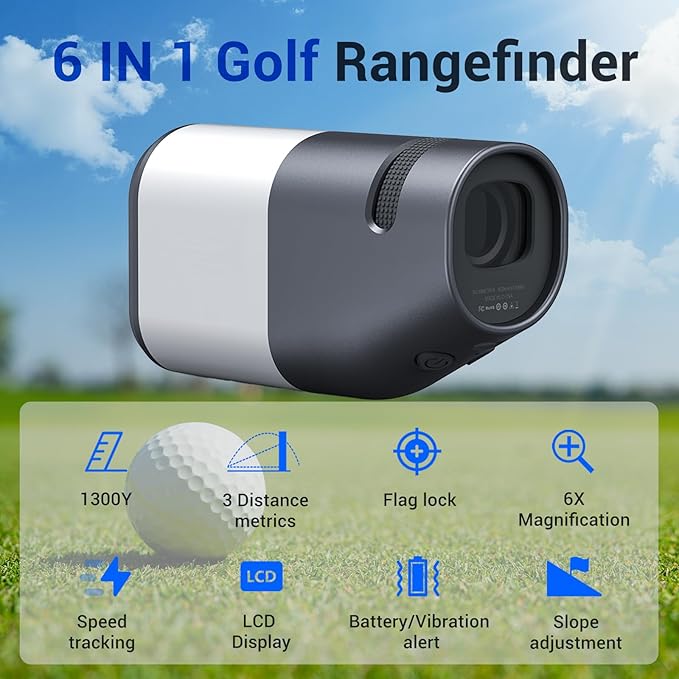 Deepfeel Golf Rangefinder with Slope, 1300Yards Laser Range Finder, 6X Magnification, 0.5s Flag Pole Locking Vibration, LCD Display, Vibration Angle Measurement, Golf Accessories for Men/Women(Gray)-StrideForce Fitness