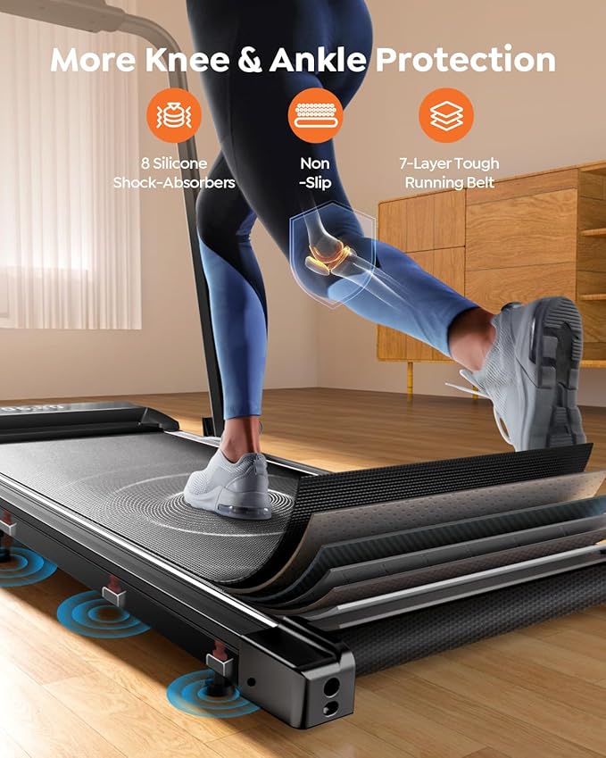 Walking Pad Treadmill with Incline, 2 in 1 Foldable Treadmills for Home Small Office, 300lbs Portable Compact Under Desk Treadmill with App, Remote Control and LED Display-StrideForce Fitness