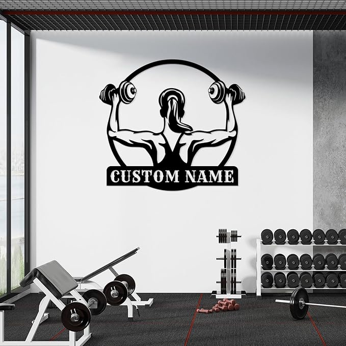 Customized Metal Gym Name Sign, Personalized Sports Room Wall Art,Metal Gym Sign,Unique Fitness Wall Sign, Gym Lovers Unique Gift, Gym Wall Art,Training Center Sign (Style-16)-StrideForce Fitness