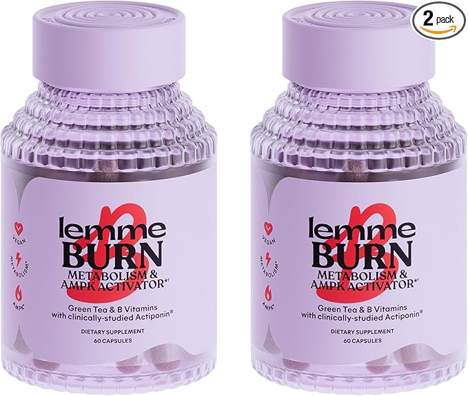 Lemme Burn Belly Fat Capsules, Clinically Studied AMPK Metabolic Activator Actiponin Jiaogulan, 50% EGCG Green Tea Extract, Vitamin B6, Methyl B12 for Men and Women - 60 Count (Pack of 2)-StrideForce Fitness