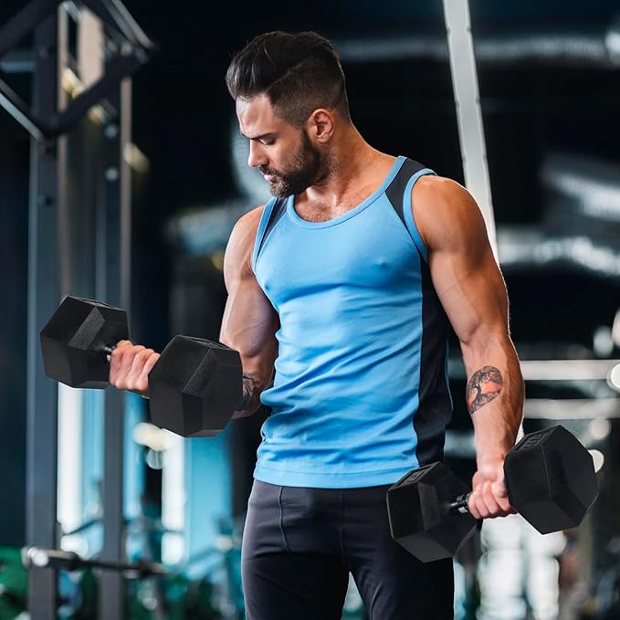 RitFit 5-650 LBS PVC Encased Hex Dumbbell Sets with Optional Rack for Home Gym, Hand weight with Chrome Handle for Strength Training, Workouts-StrideForce Fitness