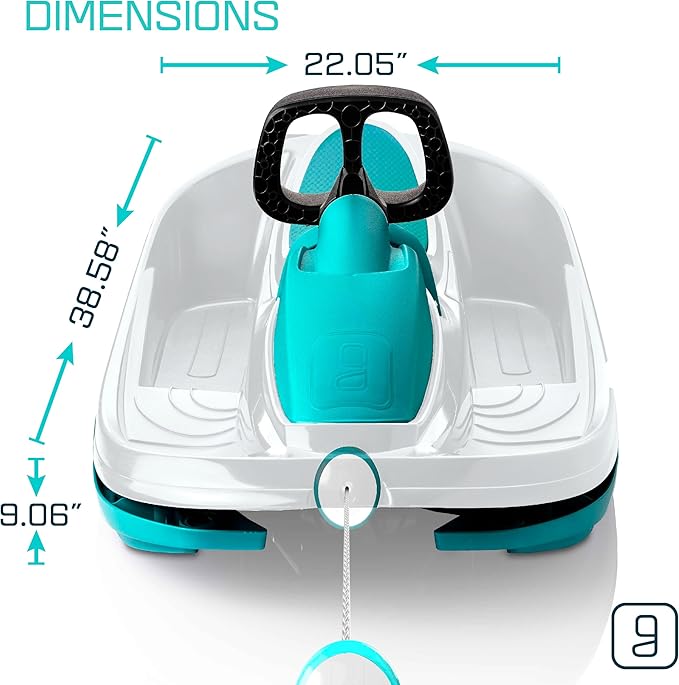 Snow Sled for Kids, Adults - Toboggan Sled, Easy Turning Steering Wheel, Anti-Slip Seat, Pull Up Brake, Durable Plastic Sled, Lightweight, Snow Sleds, Age 3+ 260 lbs-StrideForce Fitness