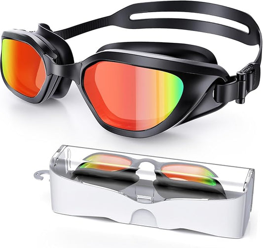 Swim Goggles, Unisex Adult Swimming Goggles Anti Fog Anti UV No Leakage Wide View for Men Women Youth-StrideForce Fitness