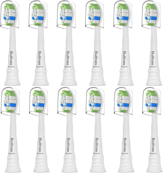Replacement Toothbrush Heads Compatible with Philips Sonicare, W Brush Head for Phillips Sonicare C-1 C-2 4100 5100 5300 6100 Electric Toothbrushes, White, 12 Count