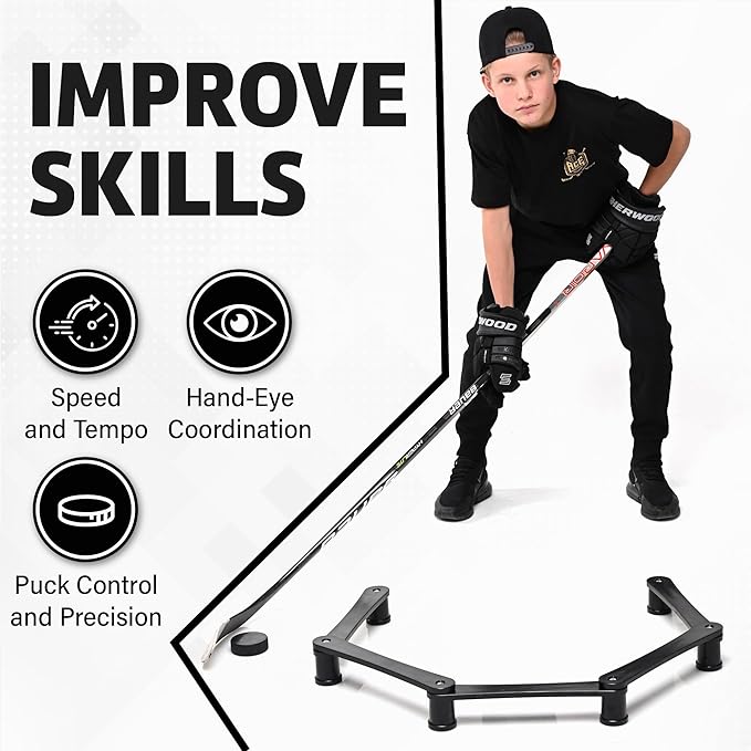 The Snake Trainer - Lightweight Stickhandling Training Tool - Hockey Training Equipment for Puck Control, Reaction Time and Coordination - Portable, Durable and Adjustable-StrideForce Fitness