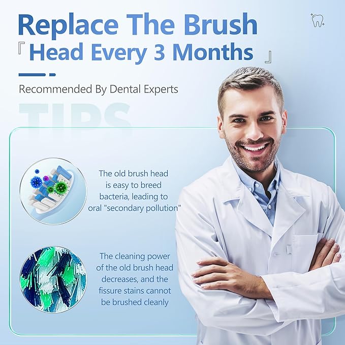 Replacement Toothbrush Heads for Philips Sonicare Electric Toothbrush, 2-in-1 Tongue Cleaner, 10 Pack, Ice Blue,Suitable for Philips Sonicare Heads, C2, C1, C3, W1, W2, W3, G1, G2, G3