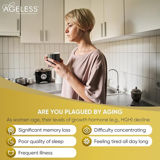 AGELESS™: UltraMAX Gold™ Capsules, HGH Anti-Aging Supplement for Women, Slows Cellular Aging, Supports Immune Health, Smoother Skin Tone and Restorative Sleep, Weight Management, 90 Capsules-StrideForce Fitness