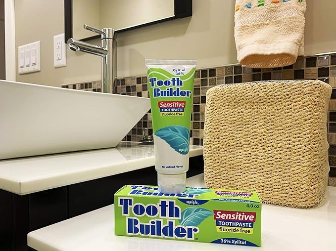 Squigle Tooth Builder SLS Free Toothpaste (Stops Tooth Sensitivity) Prevents Canker Sores, Cavities, Perioral Dermatitis, Bad Breath, Chapped Lips, 4 oz (8 Ounce (Pack of 2), Unflavored)