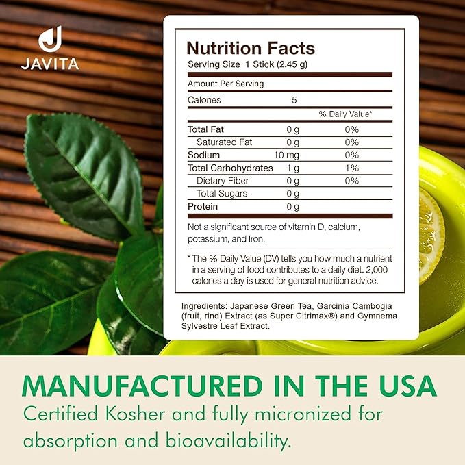 Lean + Green, Premium, 100% Japanese Matcha Green Tea, Garcinia Cambogia (as Super Citrimax) & Gymnema Sylvestre, for Weight Management, Appetite Control 24 ct - 1 Box, Javita-StrideForce Fitness