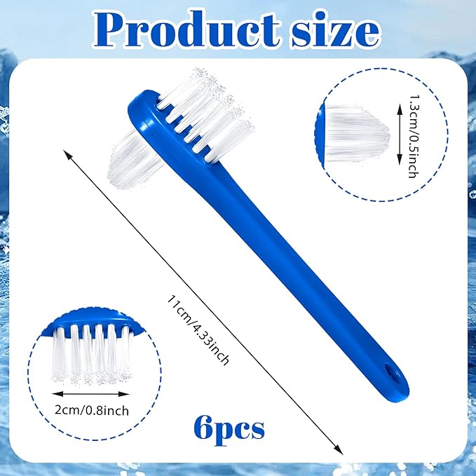 6 Pack Dual Headed Firm Hard Bristle Toothbrush, Portable Denture Brush, Denture Clean Toothbrush for Dentures Braces Cleaning