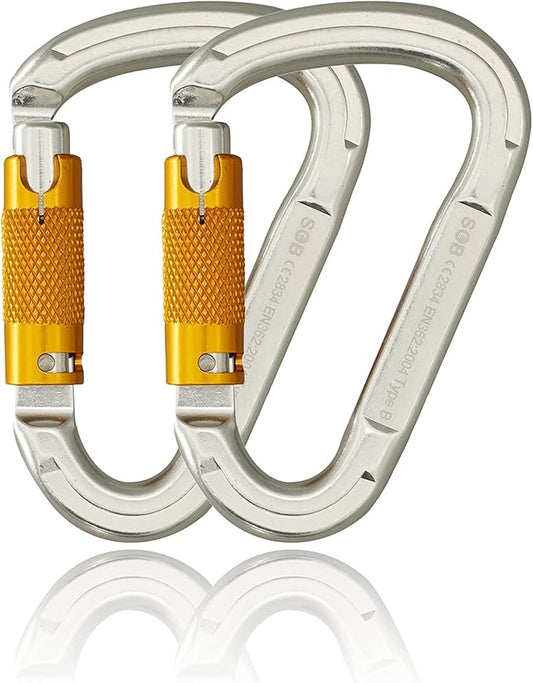 SOB Auto Locking Climbing Carabiner Clips,Heavy Duty Asymmetrical Carabiner Connector Used for Rappelling Gear Rescue Outdoor Projects Dog Leash-StrideForce Fitness