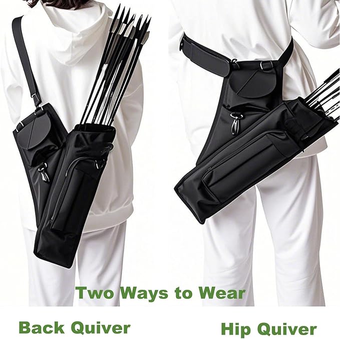 Archery Hip Quiver for Arrows with 4 Arrow Tubes Arrow Holder, Pockets for Accessories and Waist Belt-StrideForce Fitness